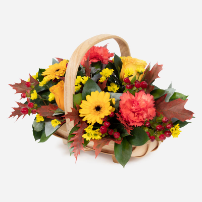 Autumn Hedgerow Basket - Leave a lasting impression this Autumn and send this beautiful basket filled with an array of wonderfully selected flowers, delicately arranged to create the perfect gift.